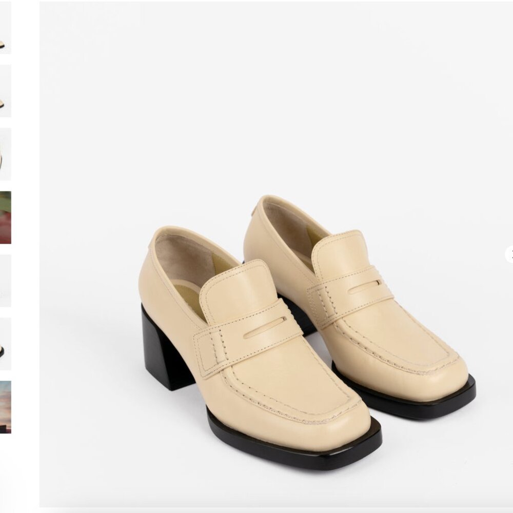 Labucq Cream Block Heel Loafer Platforms